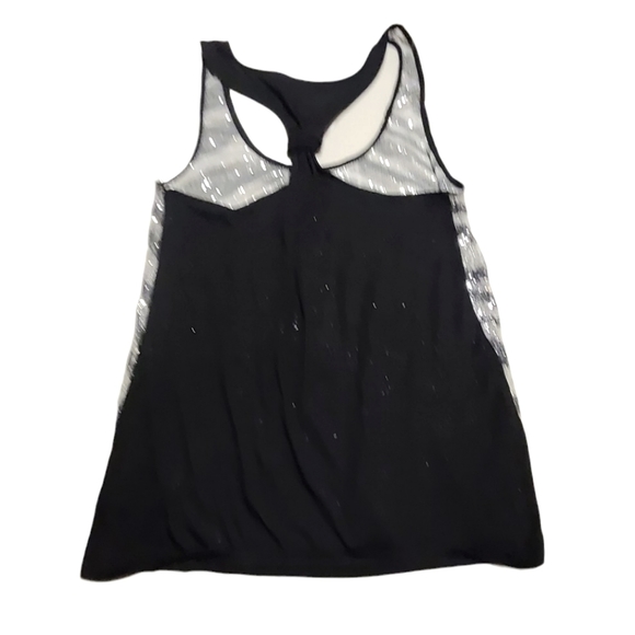 Almost Famous Black & White Tank Top with Silver Sequins Size L - Picture 4 of 7